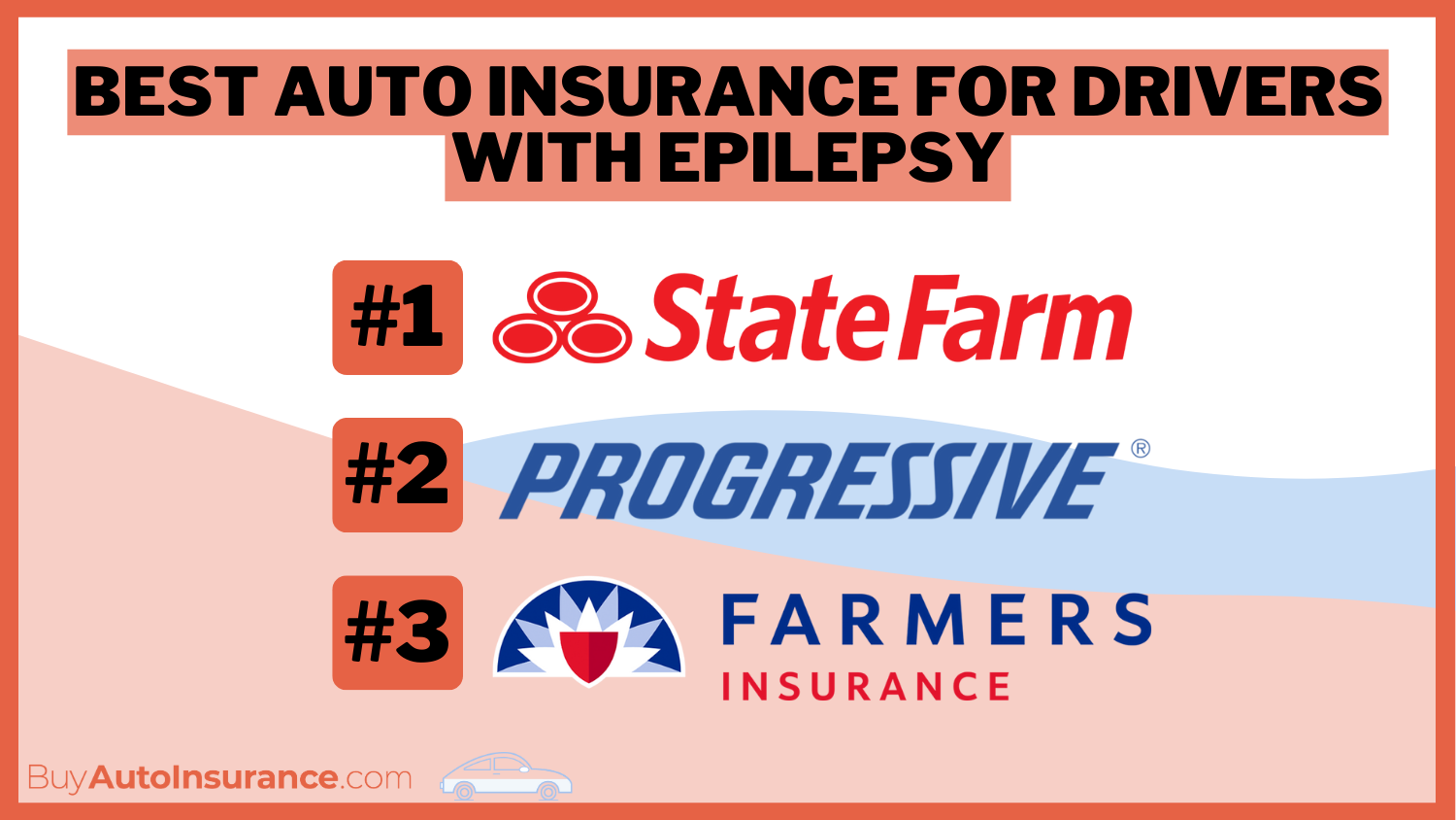 Best Auto Insurance for Drivers With Epilepsy: State Farm, Progressive, and Farmers.